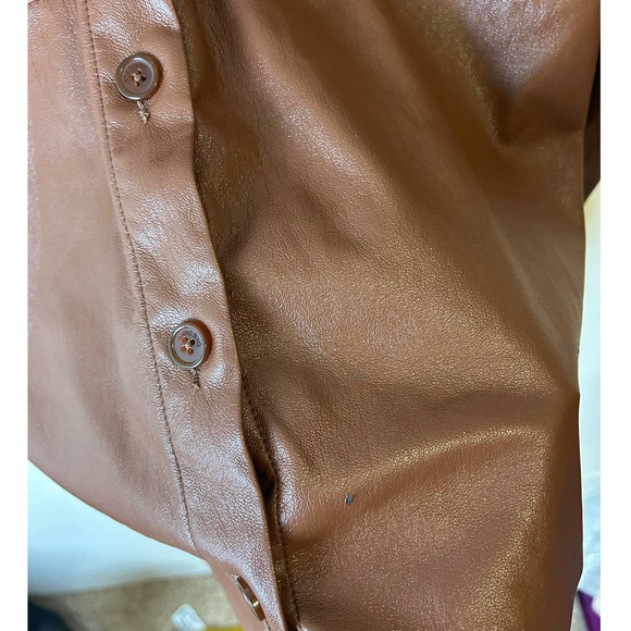 Anine Bing Hutton Shirt Faux Vegan Leather Button-Down Jacket Size S - Picture 10 of 11